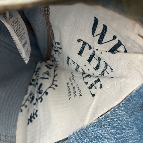 Free People Good Luck High Rise Coated Barrel Jeans in New Moon Size 24 New - Picture 10 of 16